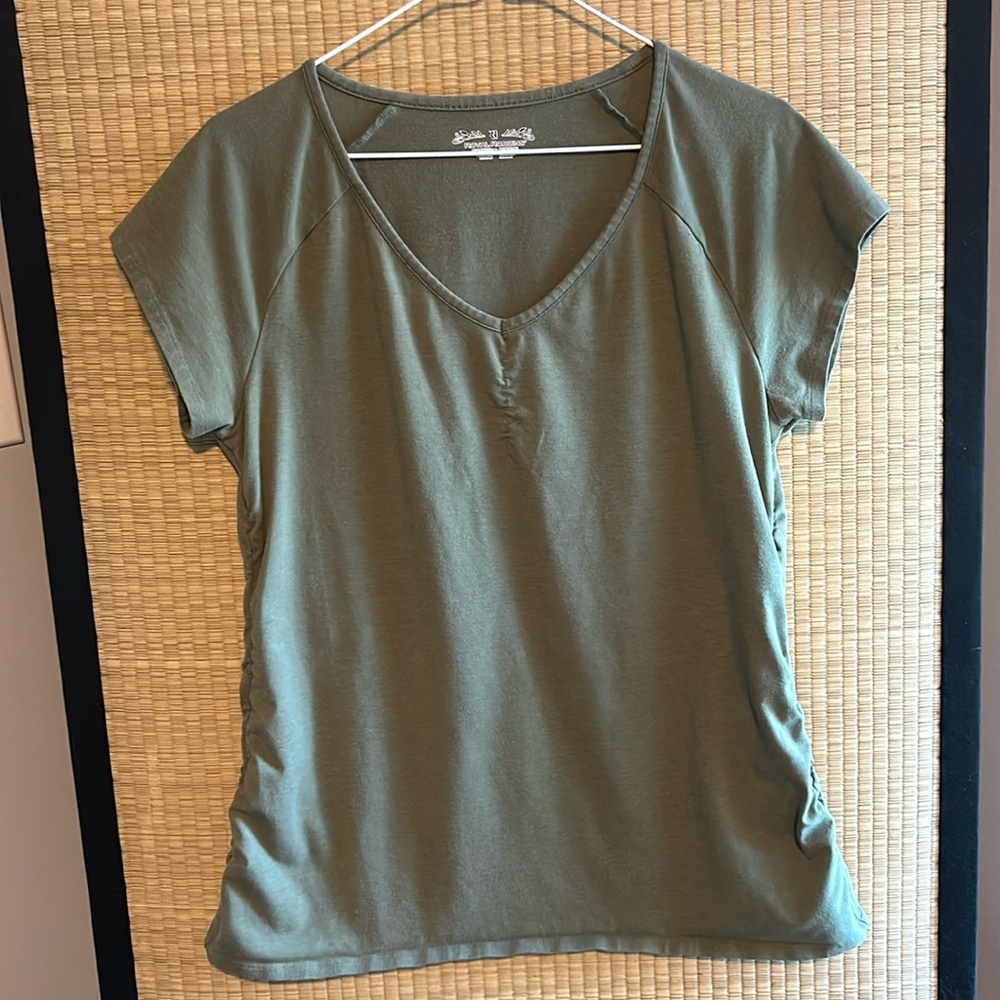 Royal Robbins Olive Ruched Tee